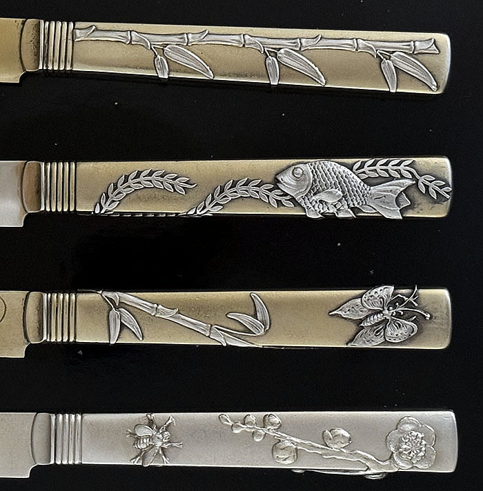 handles applied Tiffany Japonesque fruit knives